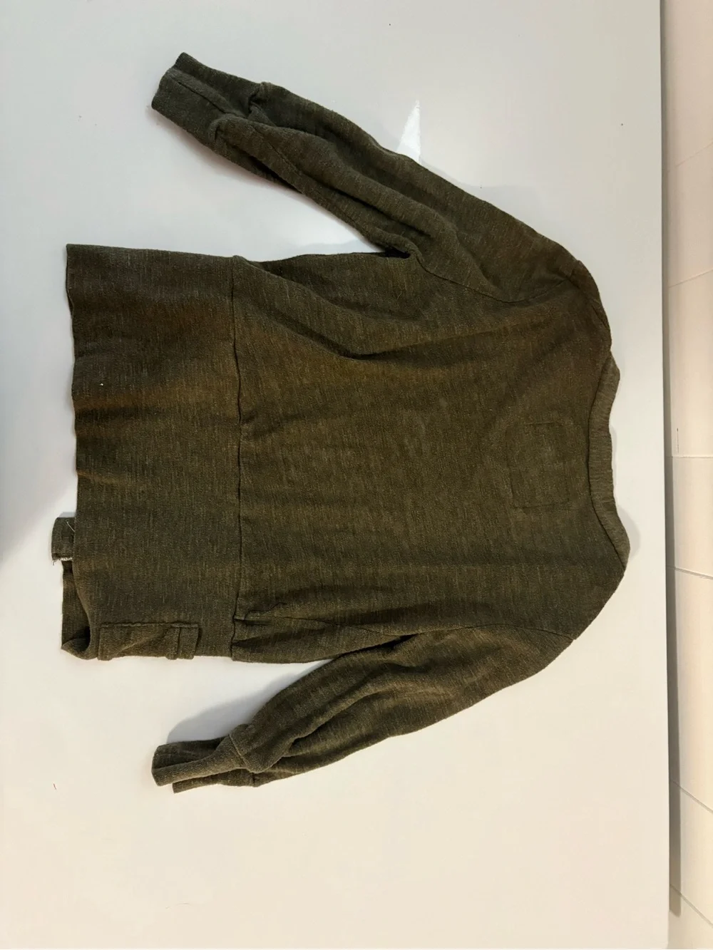 Poof! Olive Green Cropped Cardigan Sweater - Picture 4 of 5